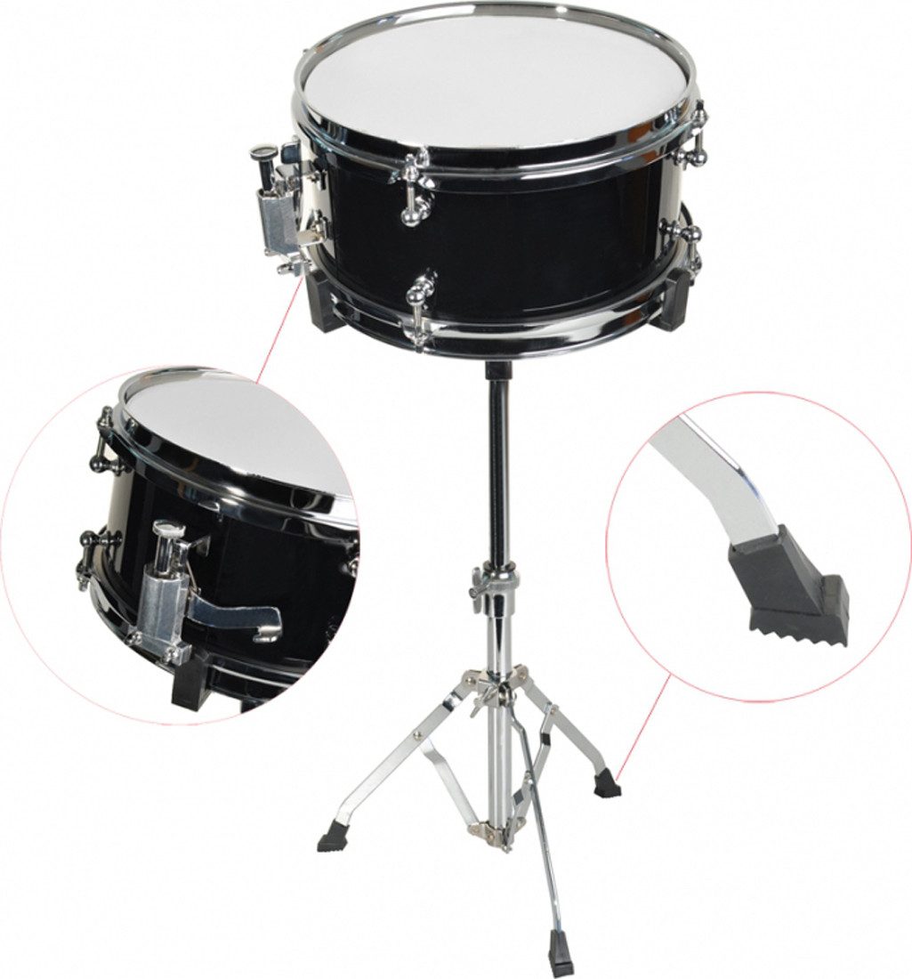 Snare Drum Snare Drum 10x6 Zoll für Kinderschlagzeug schwarz inkl. Ständer