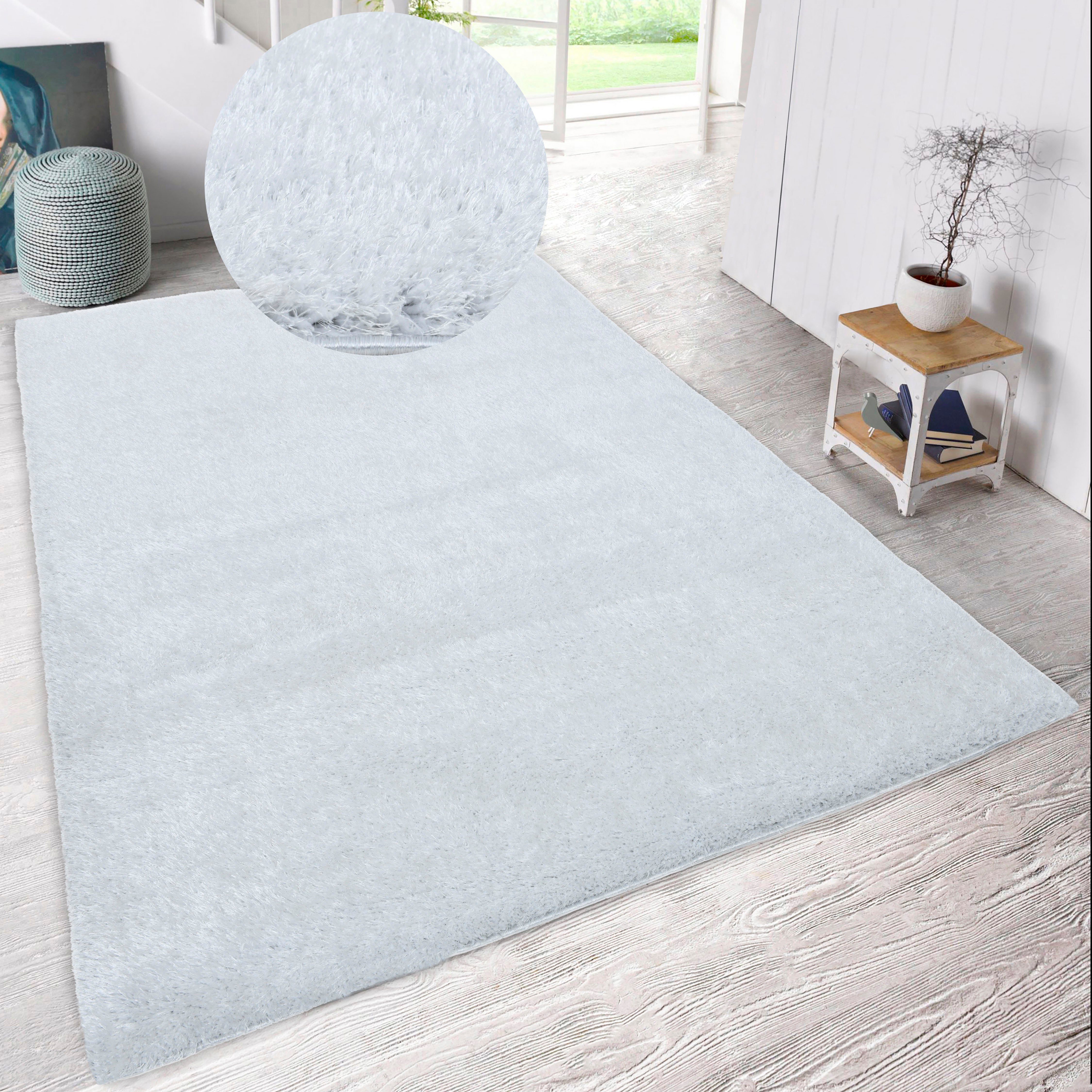 Hochflor-Teppich Malin, Home affaire, rechteckig, Höhe: 43 mm, Shaggy in Uni-Farben, einfarbig, leicht glänzend, besonders weich