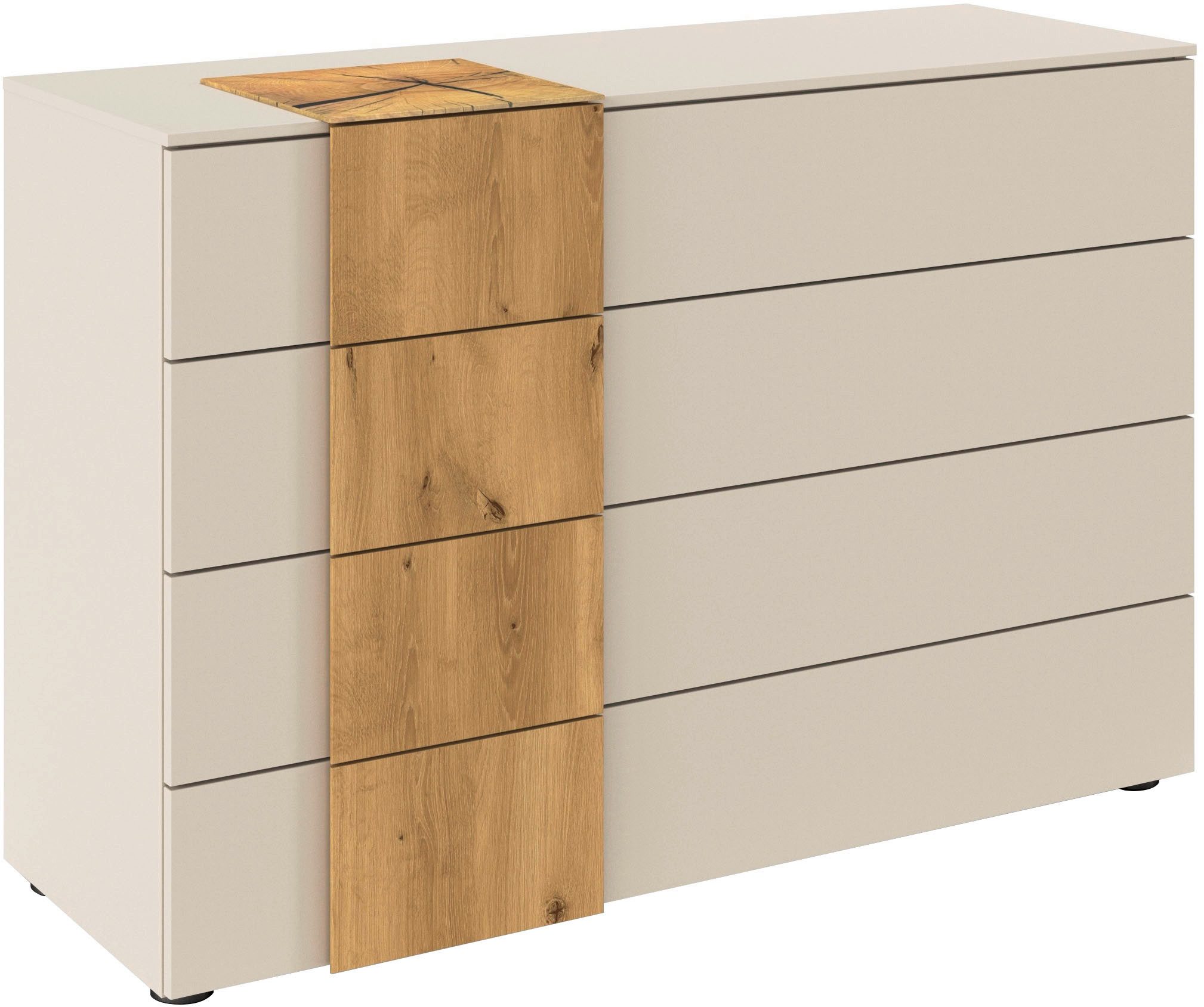 rauch Schubkastenkommode Sideboard Kommode Schubladenkommode KONA (Breite 120 cm, Höhe 81 cm), Absetzung Asteiche massiv, inkl. SOFT-CLOSE-FUNKTION MADE IN GERMANY