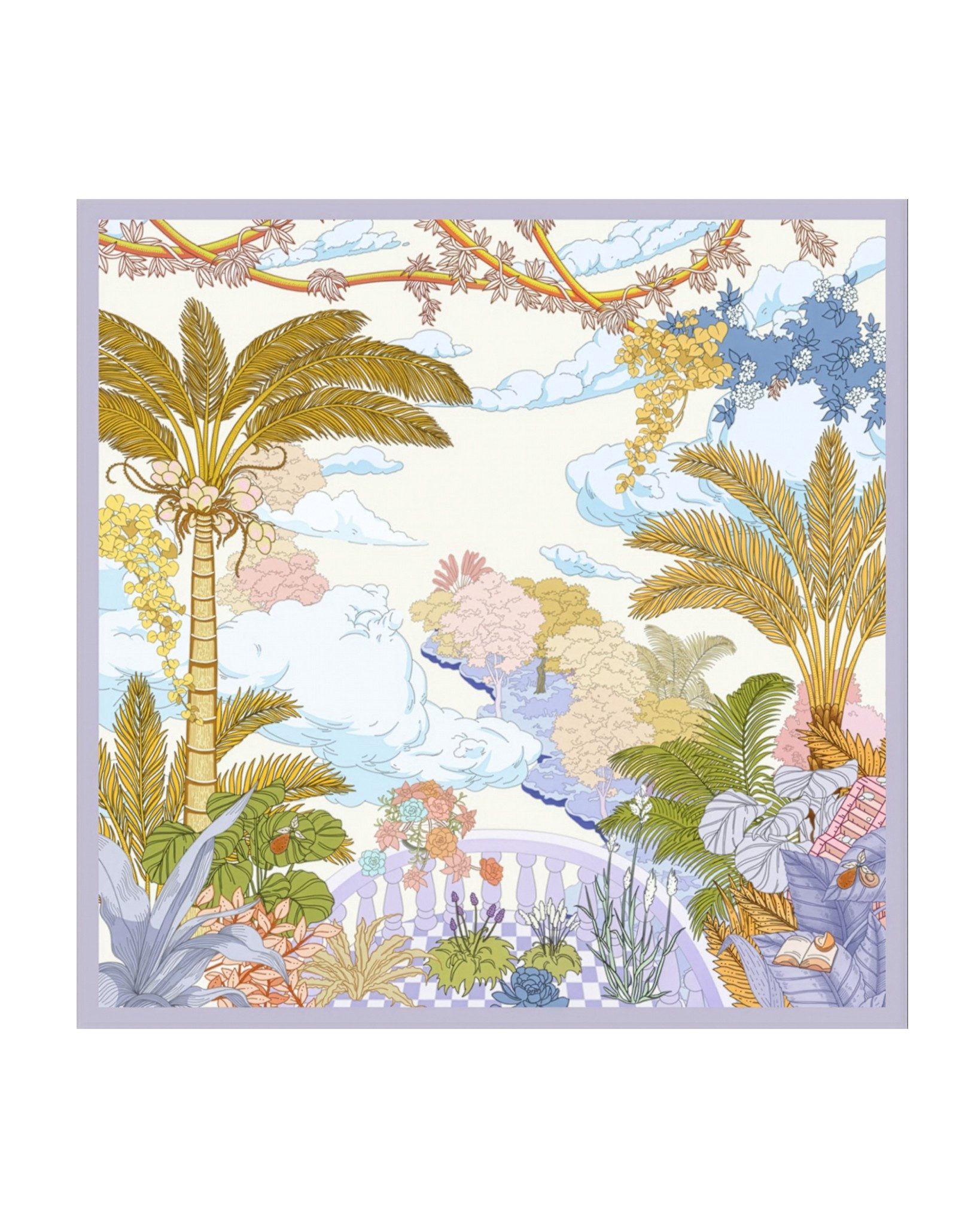 MayTree Seidentuch Premium Twill-Seide quadratisch 64x64cm, Sky Garden flie günstig online kaufen