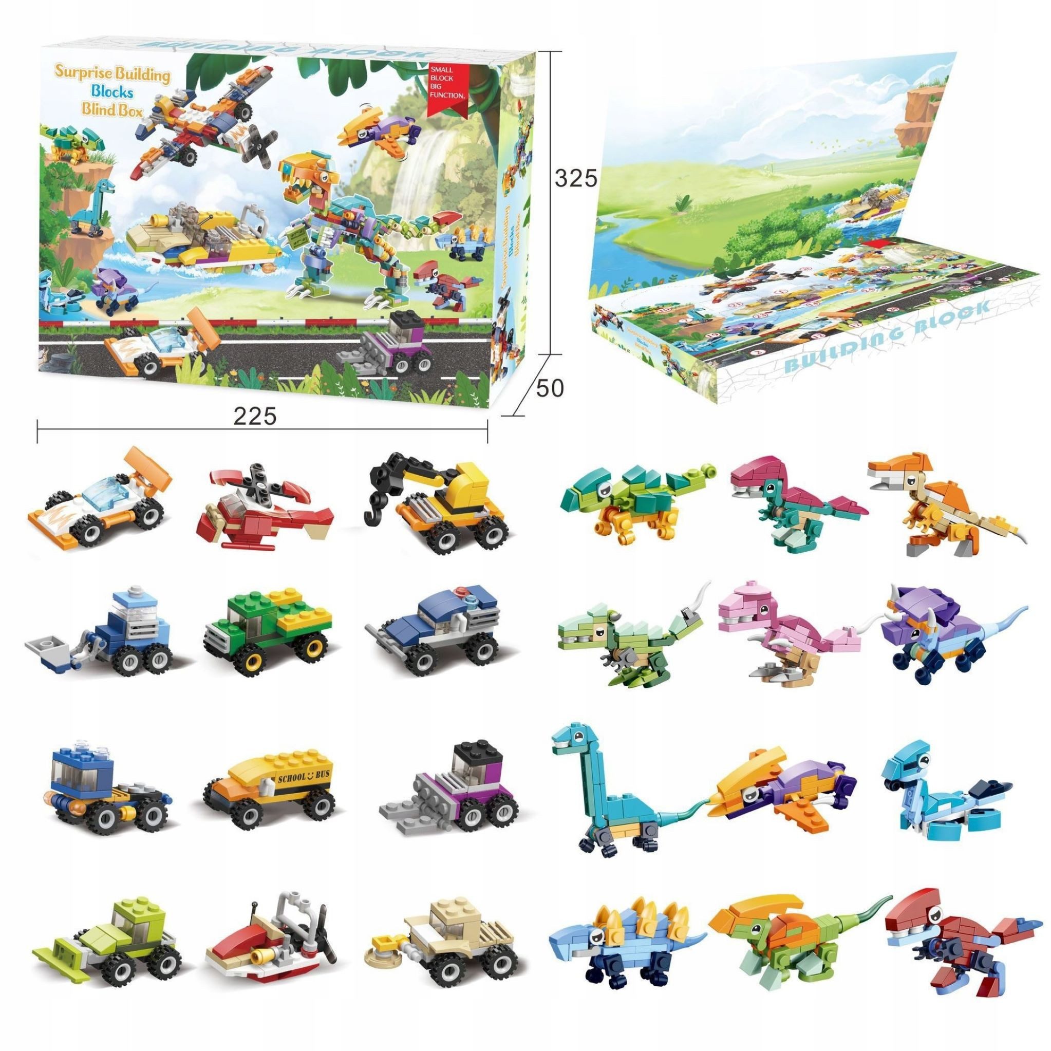 Festivalartikel Календарі Календарі mit Bausteinen: 12 Dinosaurier, 12 Autos