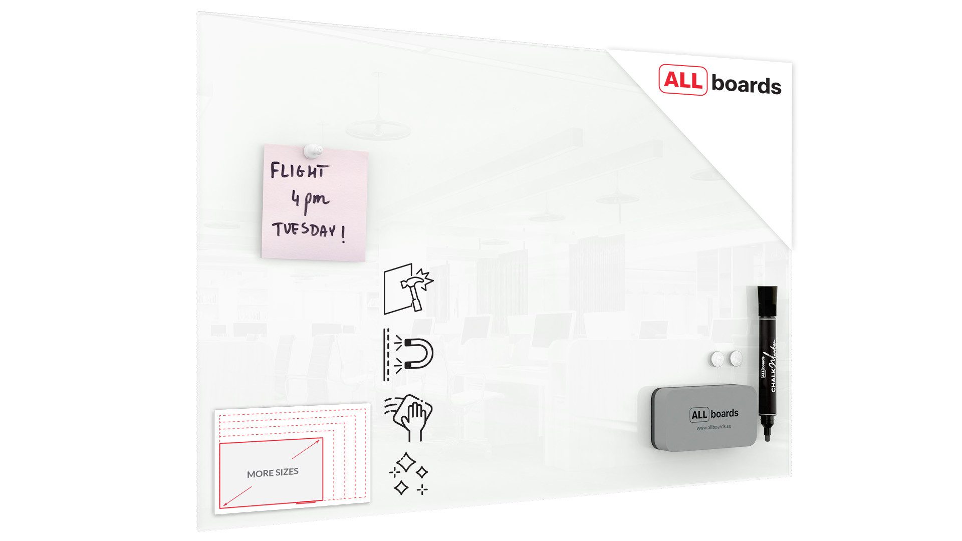 ALLboards Memoboard ALLboards Glastafel Whiteboard Magnettafel günstig online kaufen