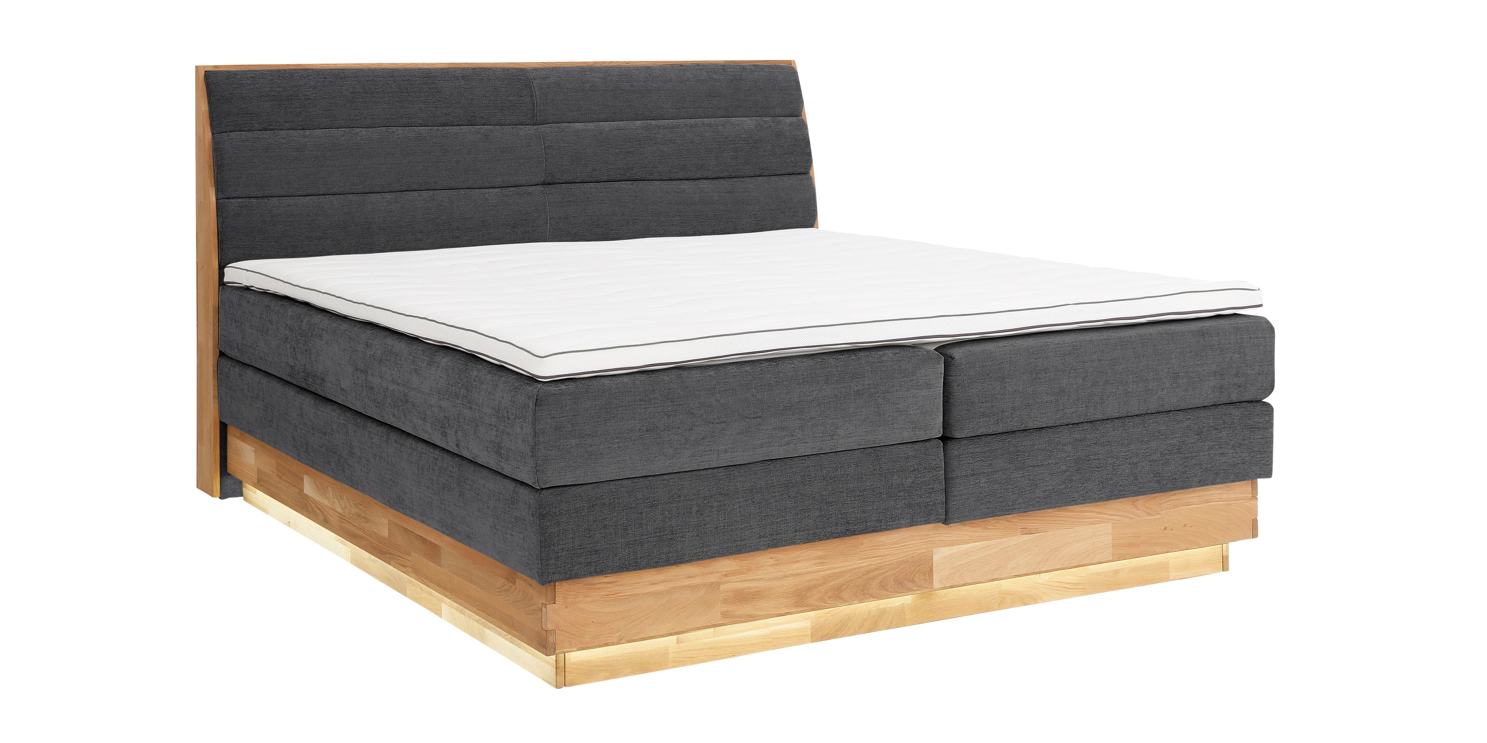 OTTO home Boxspringbett JENNA in verschiedenen Farben und Breiten erhältlich, LED-Beleuchtung, mit zertifizierten, recycelten Bezugsstoffen