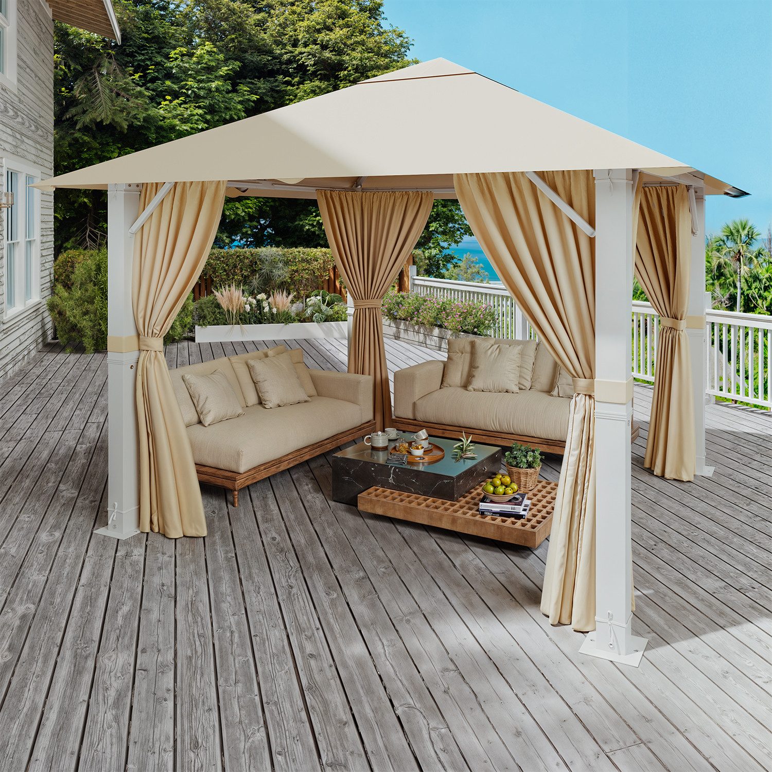 GUNJI Pavillon Großes 3*3/3/3/4M wasserdichtes Gartenzelt günstig online kaufen