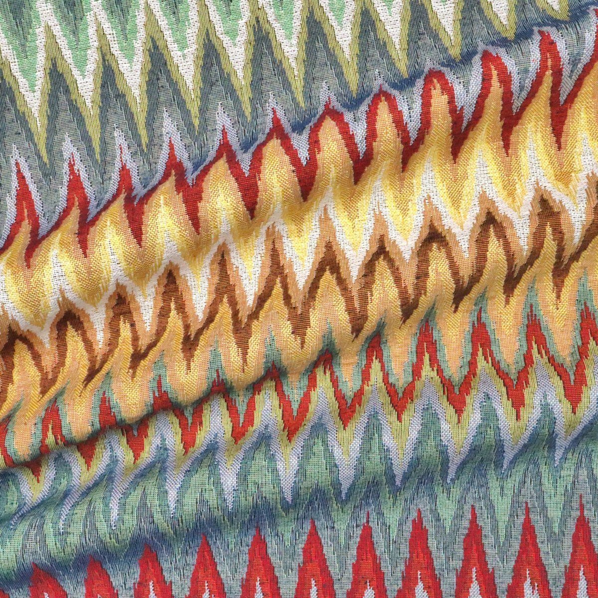 Thumbnail - Stofferia Stoff Polsterstoff Gobelin Ikat Mikonos Gold, Breite 140 cm, Meterware