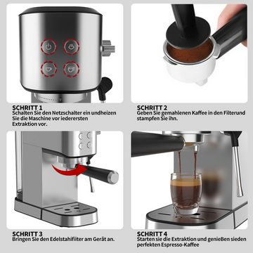 Ulife Kaffeevollautomat Aeomjk, 20Bar-Pumpenkaffeemaschine - Europäischer Standardstecker, 1350W Leistung, Nettogewicht 3.7kg, geeignet für Haus oder Büro