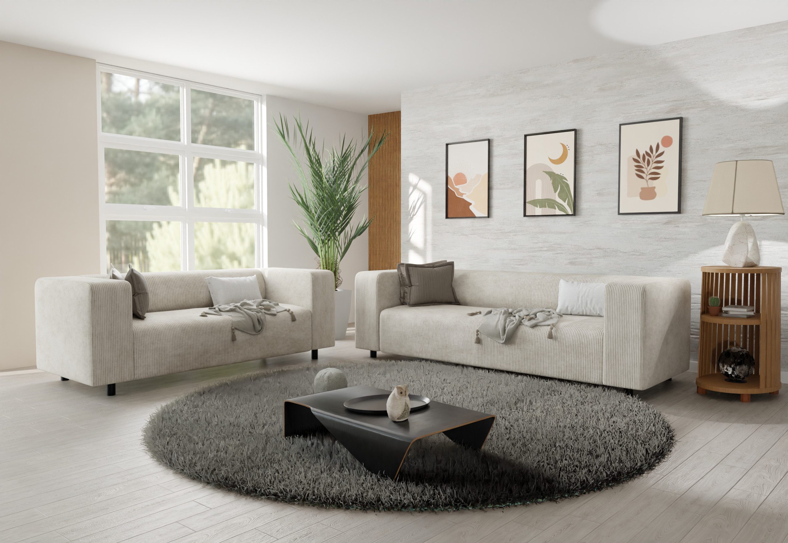 S-Style Möbel Polstergarnitur 3+2 Gustav aus Cord-Stoff mit bequemem Sitz, günstig online kaufen