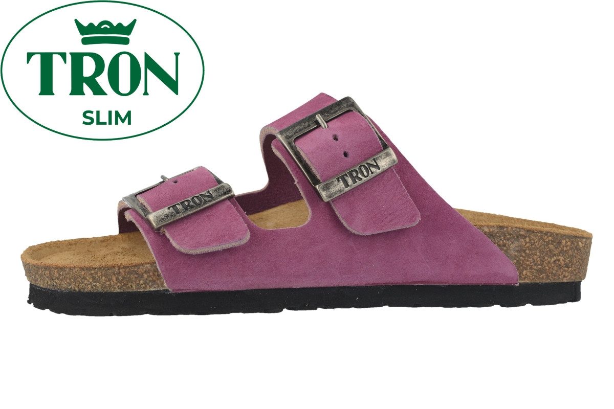Tron TRON Pampelonne slim Damen Tieffußbett Pantolette pink Nubukleder - Pantolette