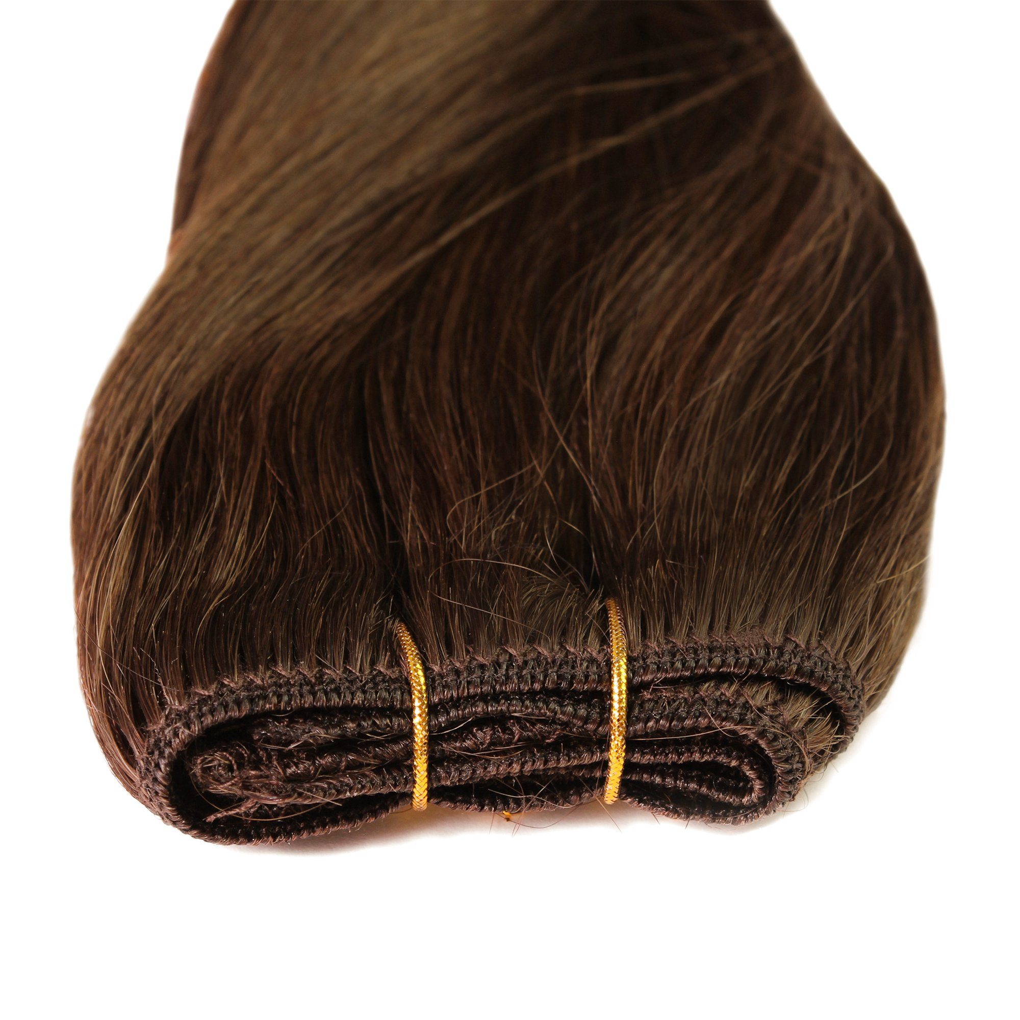 hair2heart Echthaar-Extension Premium Echthaartresse #6/3 Dunkelblond Gold 30cm