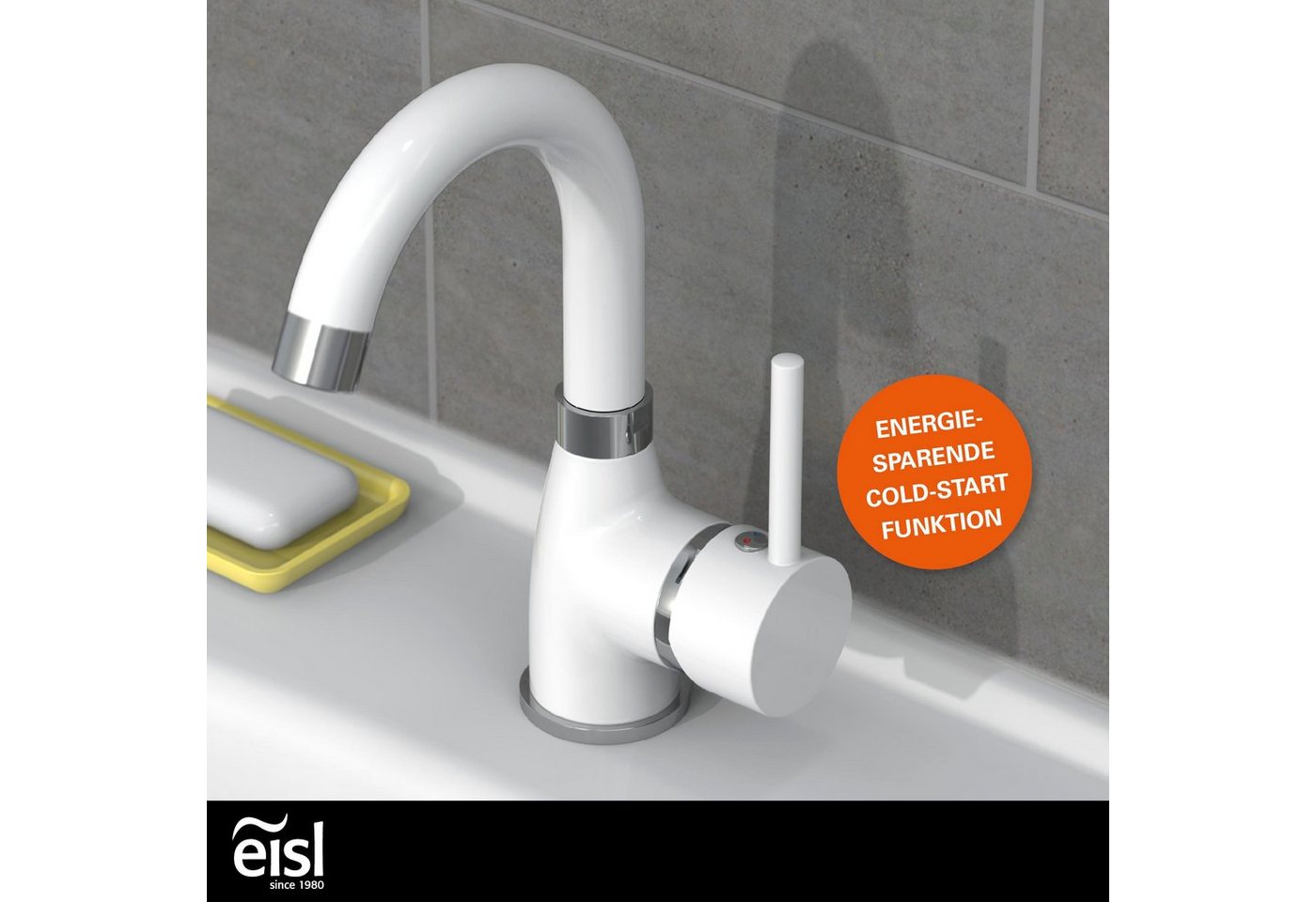 Thumbnail - Eisl Waschtischarmatur Futura Wasserhahn mit Energiesparfunktion Cold Start, Mischbatterie