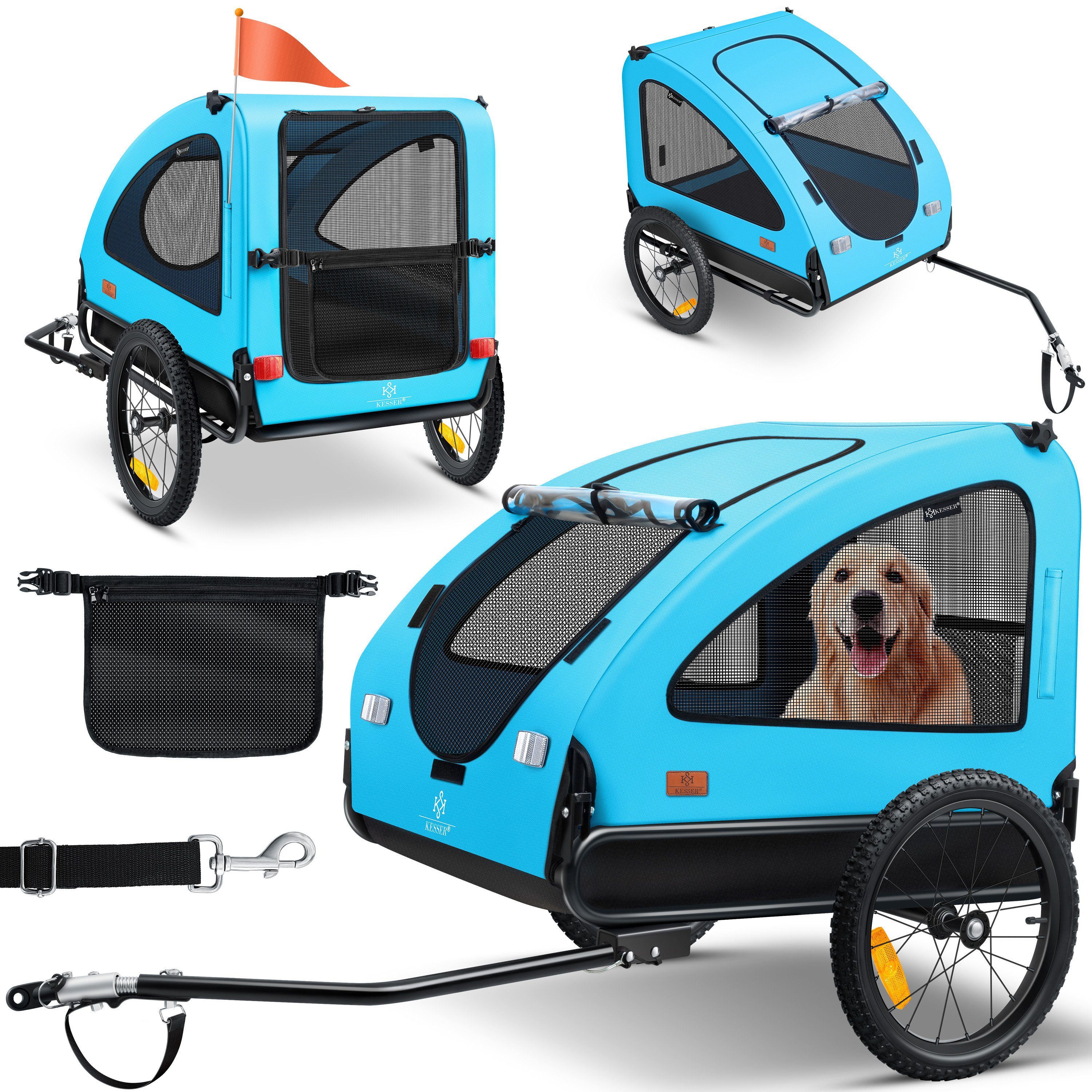 KESSER Fahrradhundeanhänger, Hundeanhänger Boxer 2-in-1 Hundebuggy Fahrradanhänger groß