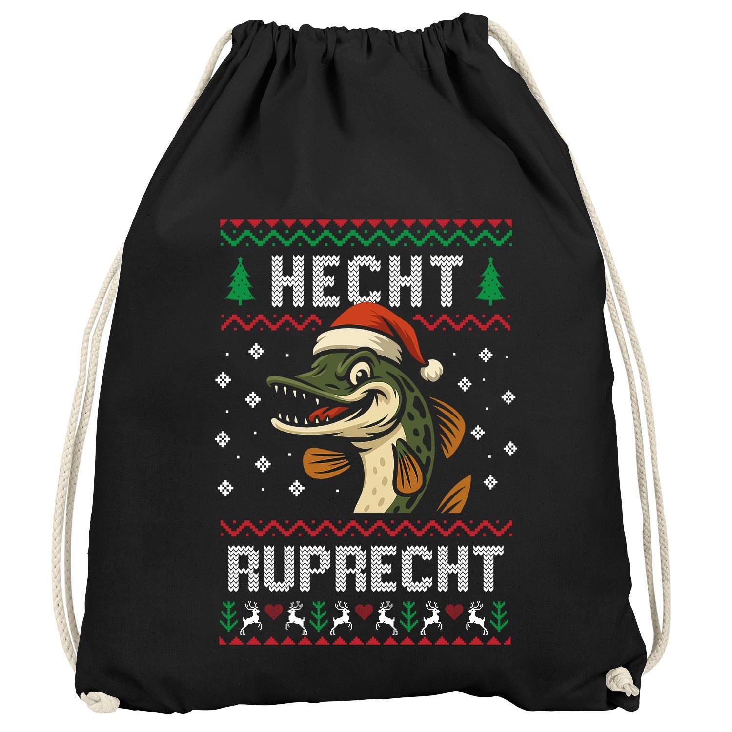 Turnbeutel Turnbeutel Weihnachten Ugly XMAS Spruch lustig Hecht Ruprecht