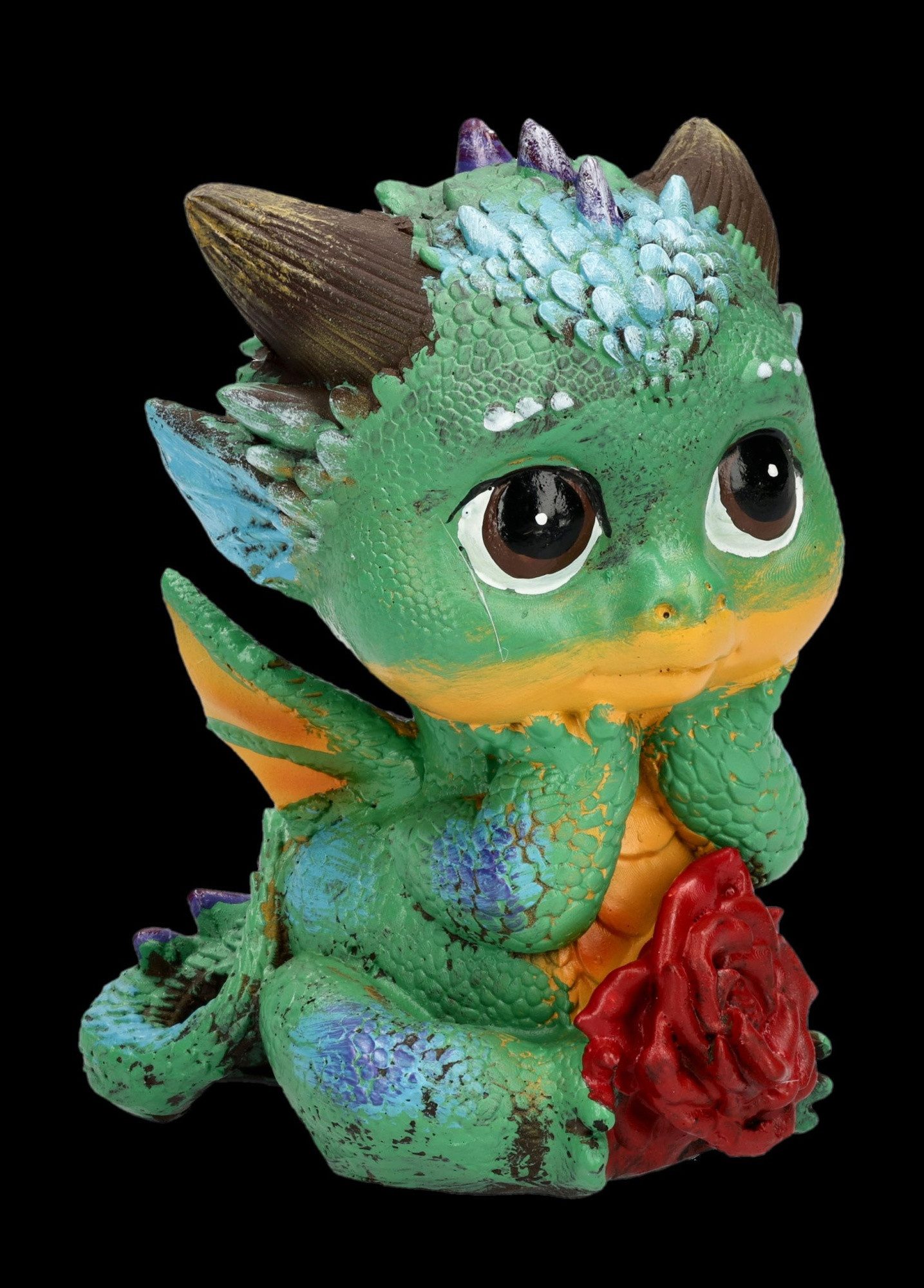 Figuren Shop GmbH Fantasy-Figur Drachen Figur Mini Cinders – Fantasy Statue Rose Dekofigur 8 cm Drache