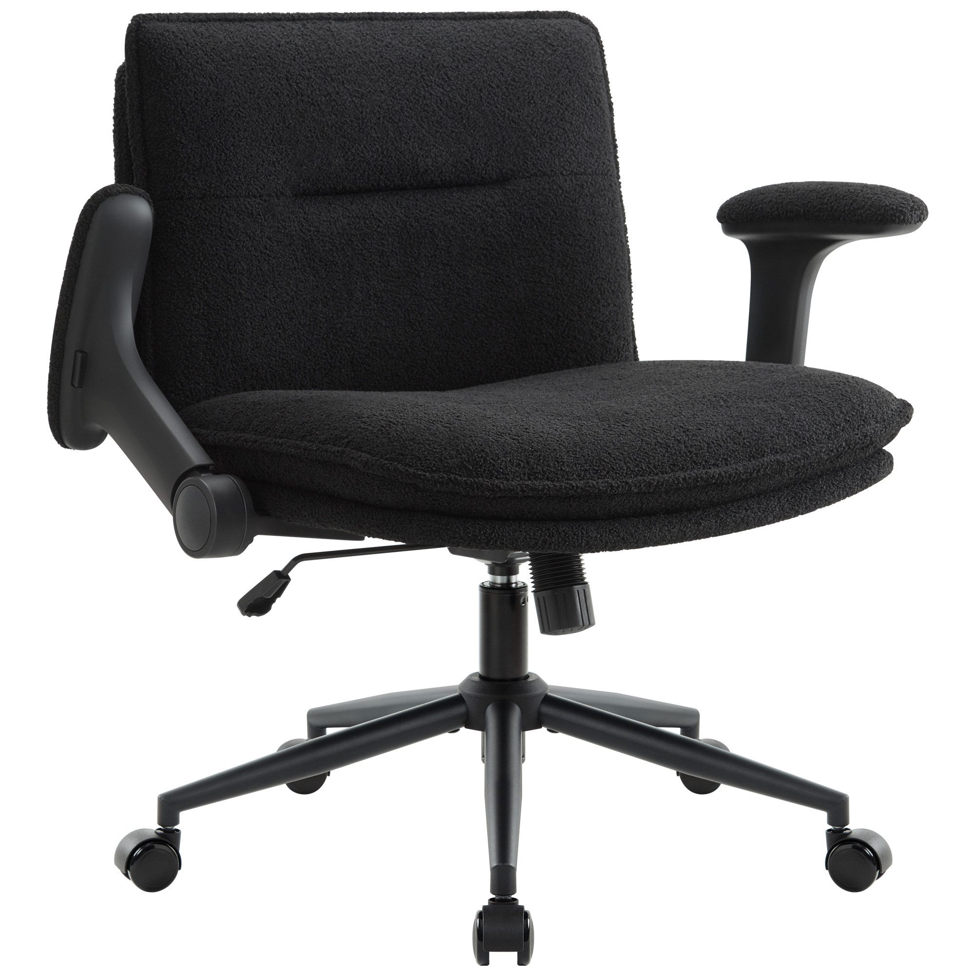 IWMH Bürostuhl Schreibtischstuhl mit klappbare Armlehnen, (Höhenverstellbar Drehstuhl mit Rollen), Stoff Stuhl für Büro Schlafzimmer Wohnzimmer Schminktisch