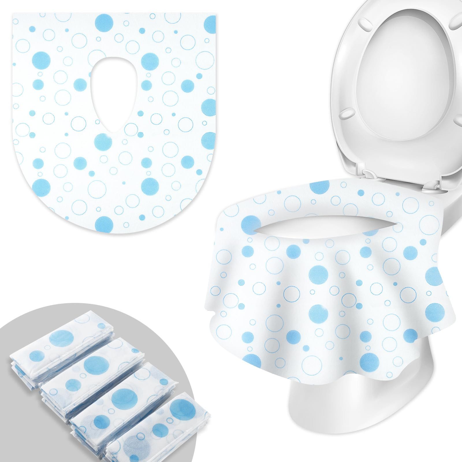 Diwzbyn WC-Deckelbezug Einweg Toilettensitzbezug, spülbare WC Toilettenauflage für Unterwegs, Vliesstoff, 10PCS, Universal Rutschfester Wasserdichter Und Antibakterieller