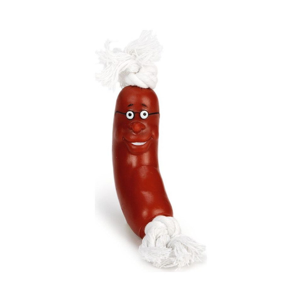 Beeztees Spielknochen Hundespielzeug Wurst mit Seil Vinyl günstig online kaufen