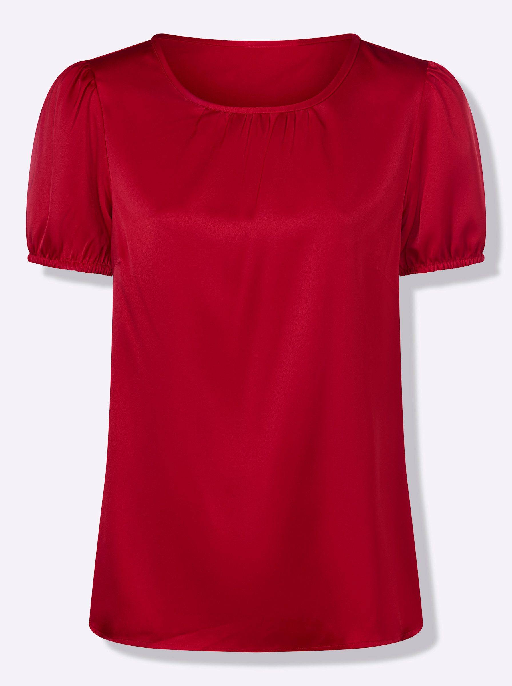 Sieh an! Klassische Bluse Satin-Bluse Kurzarm