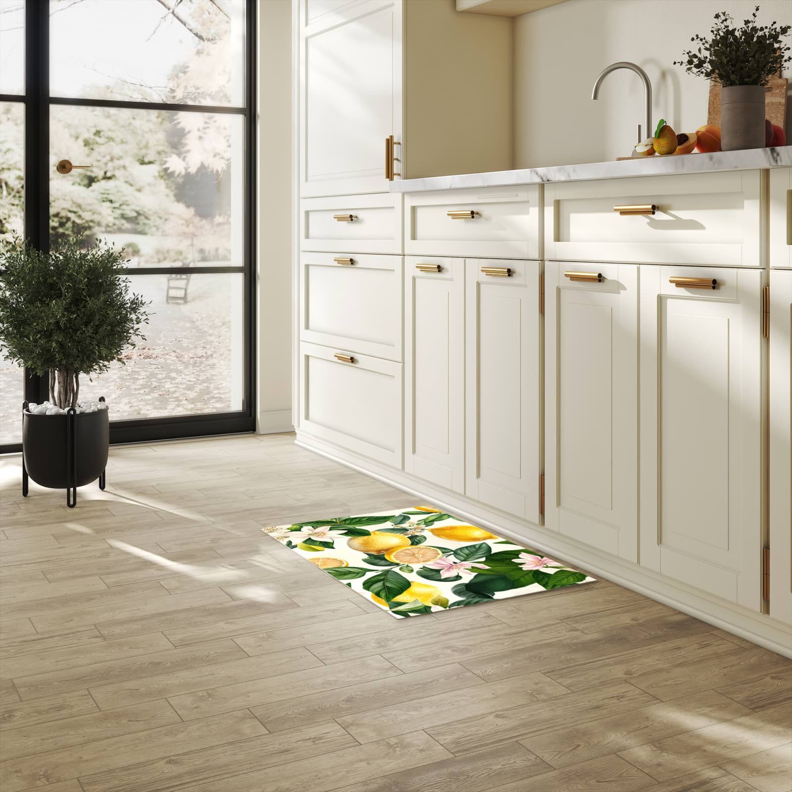 Primedeco Küchenläufer Küchenteppich Zitronen und Blüten, Rechteckig, Höhe: 3 mm, rutschfest, waschbar & pflegeleicht – Bild 3 von 5