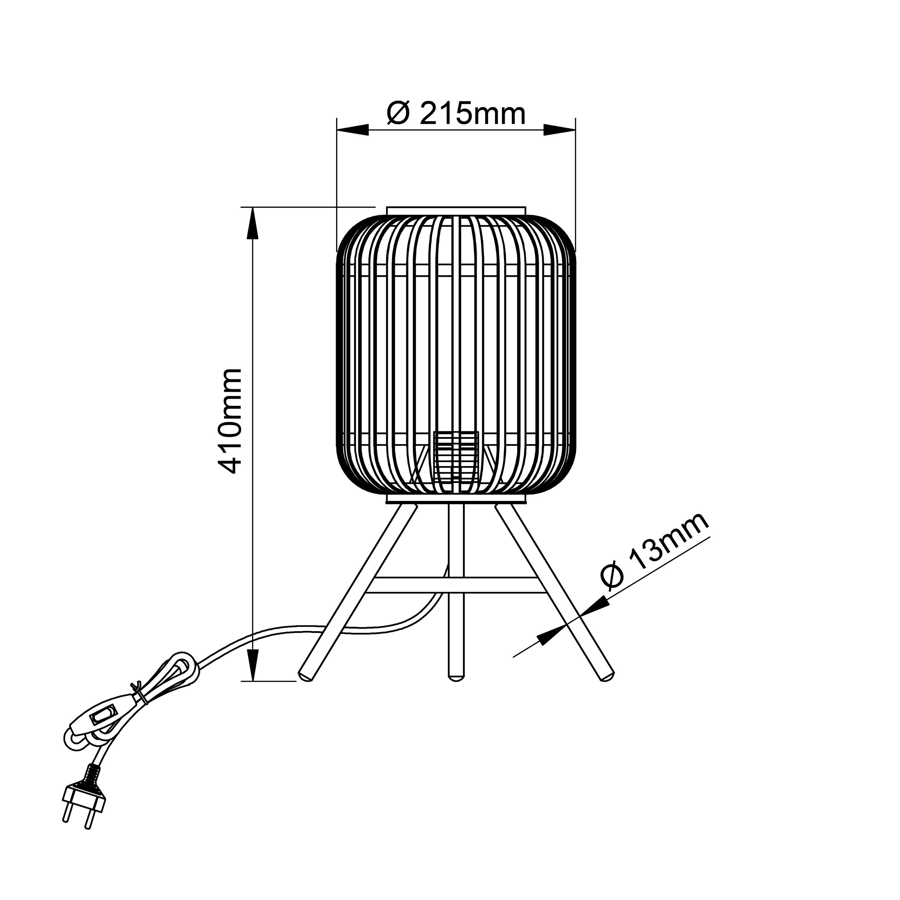 1x hellbraun Lampe A60, Brilliant g.f. Tischleuchte Woodrow Woodrow, Tischleuchte Normalla E27, 60W,