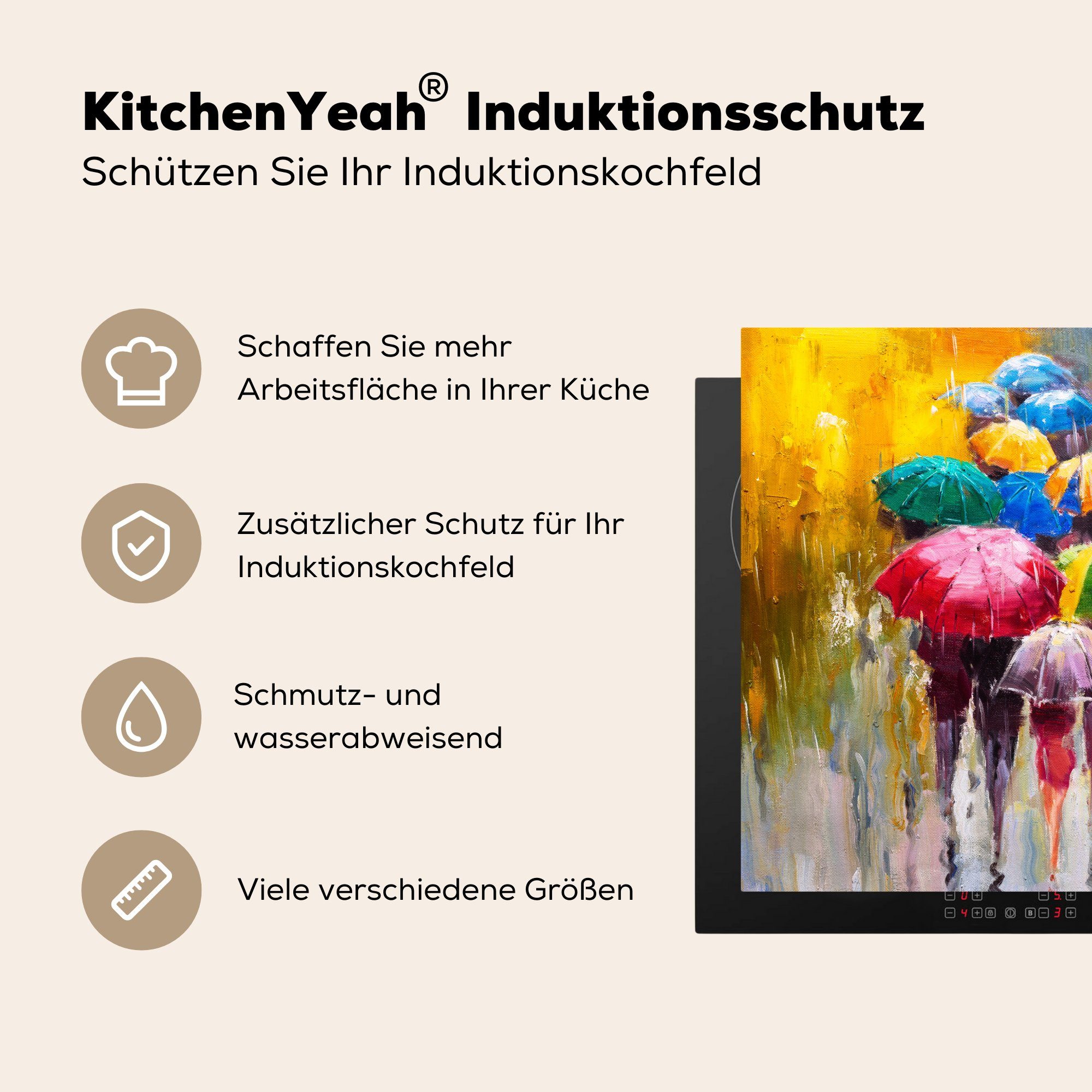 - cm, Regenschirm Gemälde Vinyl, Ceranfeldabdeckung, MuchoWow Herdblende-/Abdeckplatte tlg), Arbeitsplatte - küche 78x78 (1 Öl, für