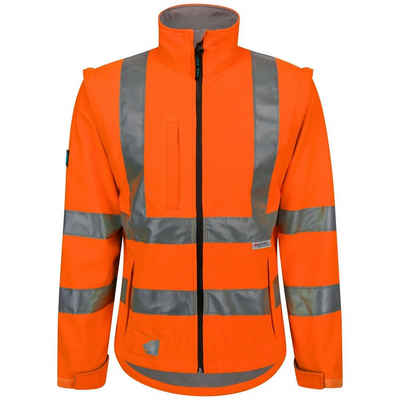 PRO FIT by Fitzner Arbeitsjacke Warnschutz-Softshelljacke Neonorange (1, Stück) Wind & Wasserabweisend, Atmungsaktiv, Reflektierend, Fleece Futter