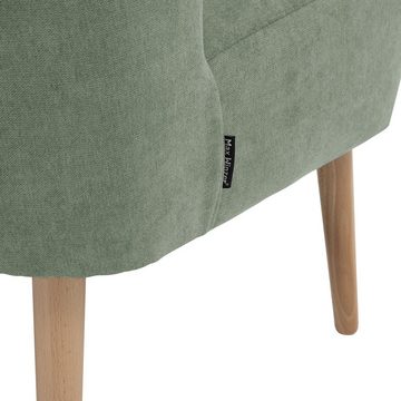 lovingHome® Sessel Sessel Fiola Velours hellgrün mit mittlerer Sitzhärte (1 Stück), Zierknöpfe im Rücken