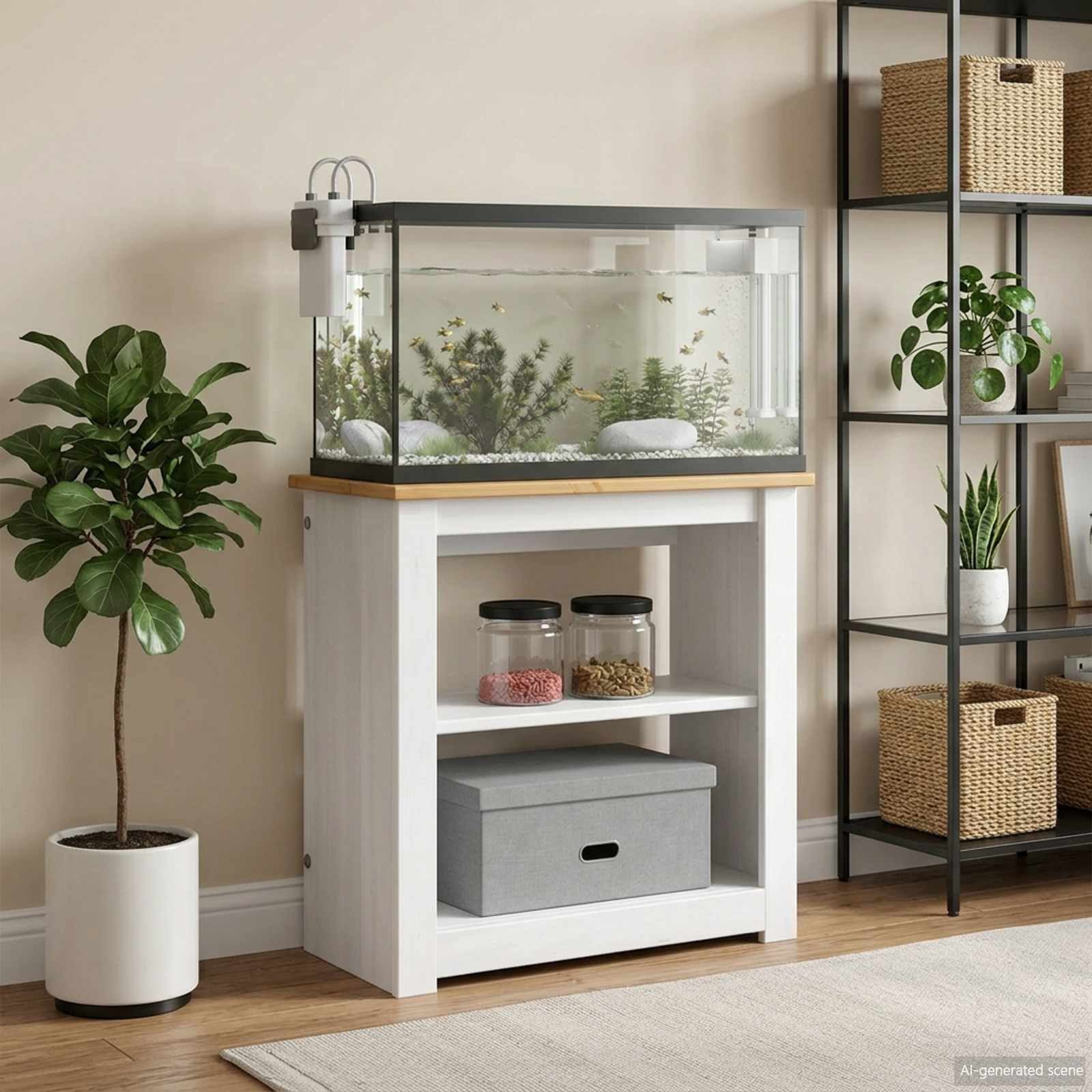 vidaXL Aquariumunterschrank Aquariumständer PANAMA Weiß und Braun 60 x 30 x 60 cm 150 kg (1-St)
