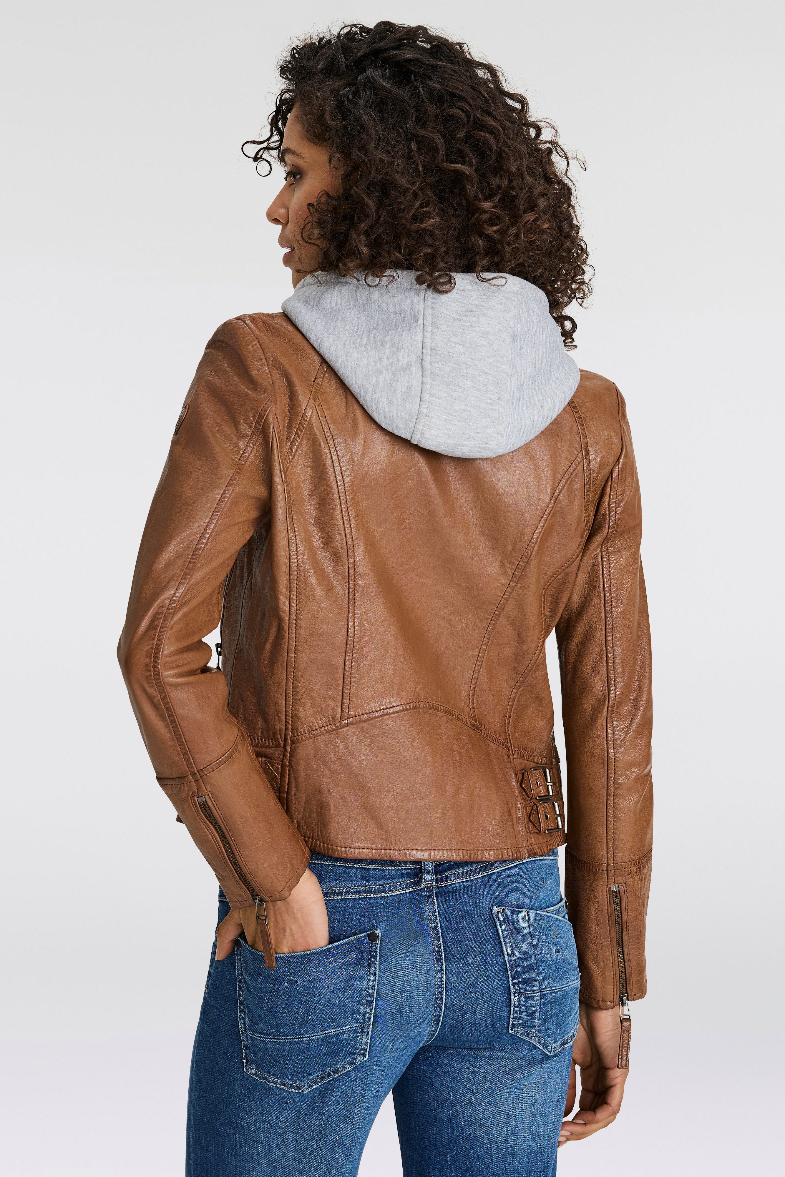 Mauritius Lederjacke NOLA Two-in-One Style - mit abnehmbarer Jersey-Kapuze – Bild 4 von 5