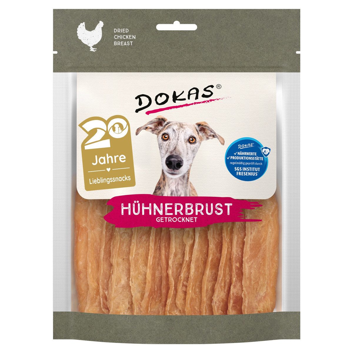 Dokas Welfare Chicken - Hühnerbrust getrocknet 170 g - 11 Stück / Sparpake, für: Hund