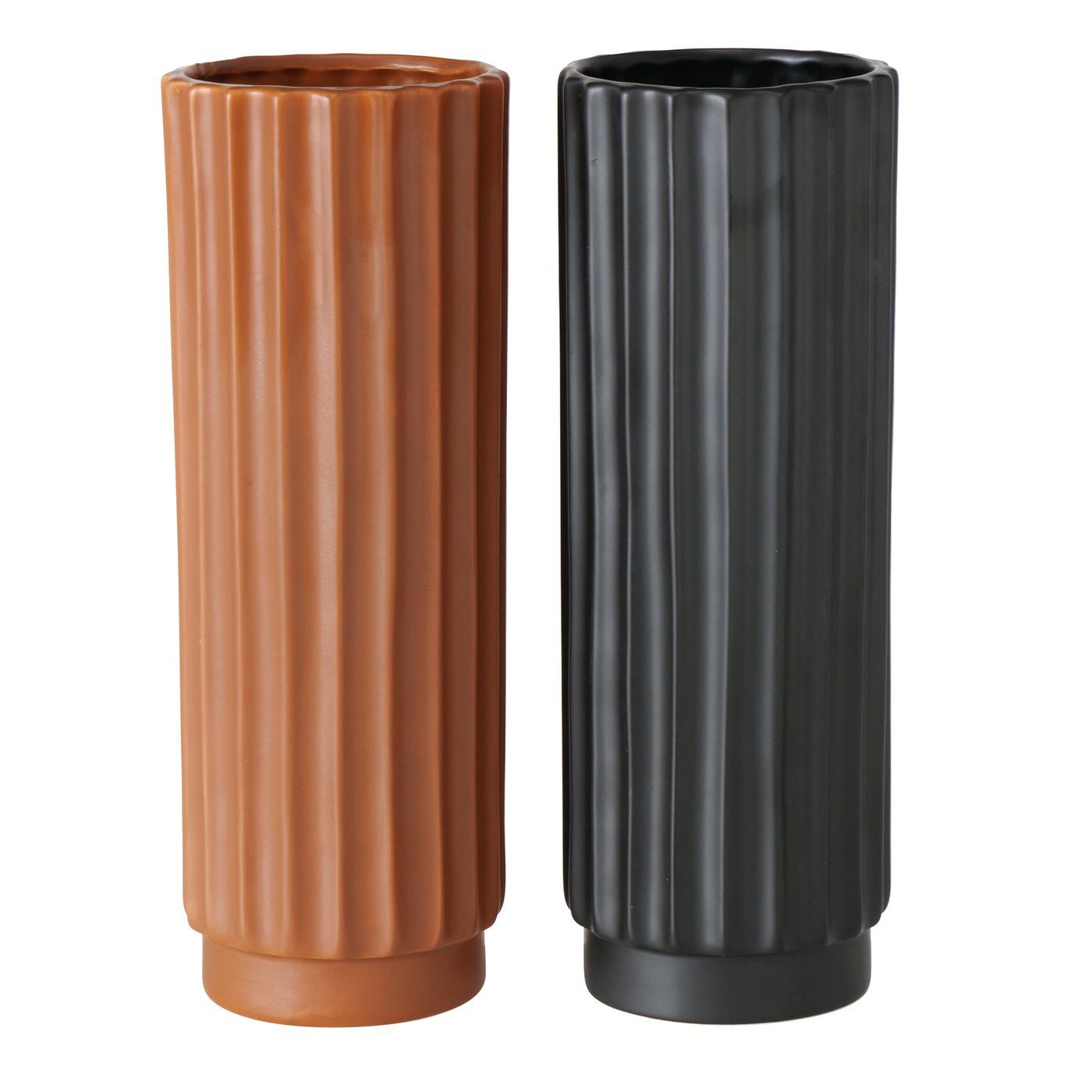 Set Vase aus Keramik 2er (Steingut) " Dekovase "Vianello braun/schwarz, BOLTZE