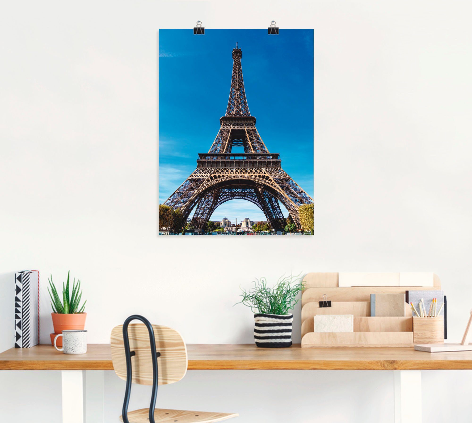 Artland Wandbild Blick auf in oder Wandaufkleber (1 Größen als Poster Alubild, St), Leinwandbild, Gebäude in den versch. Eiffelturm II, Paris
