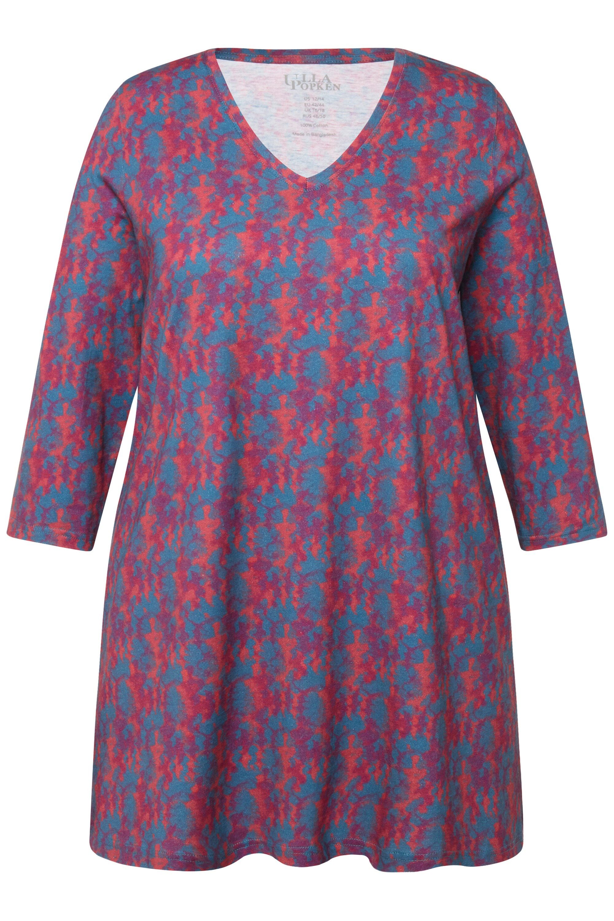 Ulla Popken Longshirt Longshirt Batikmuster A-Linie günstig online kaufen