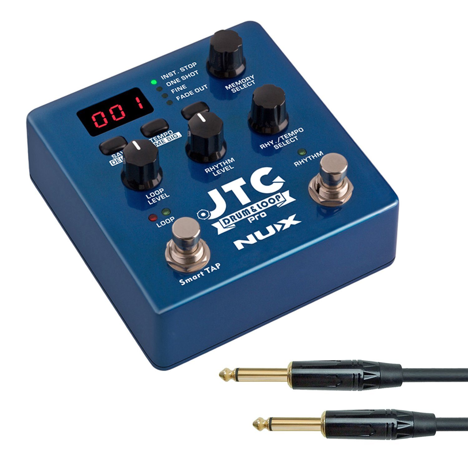 E-Gitarre Nux JTC Drum and Loop Pro Effektpedal mit Kabel