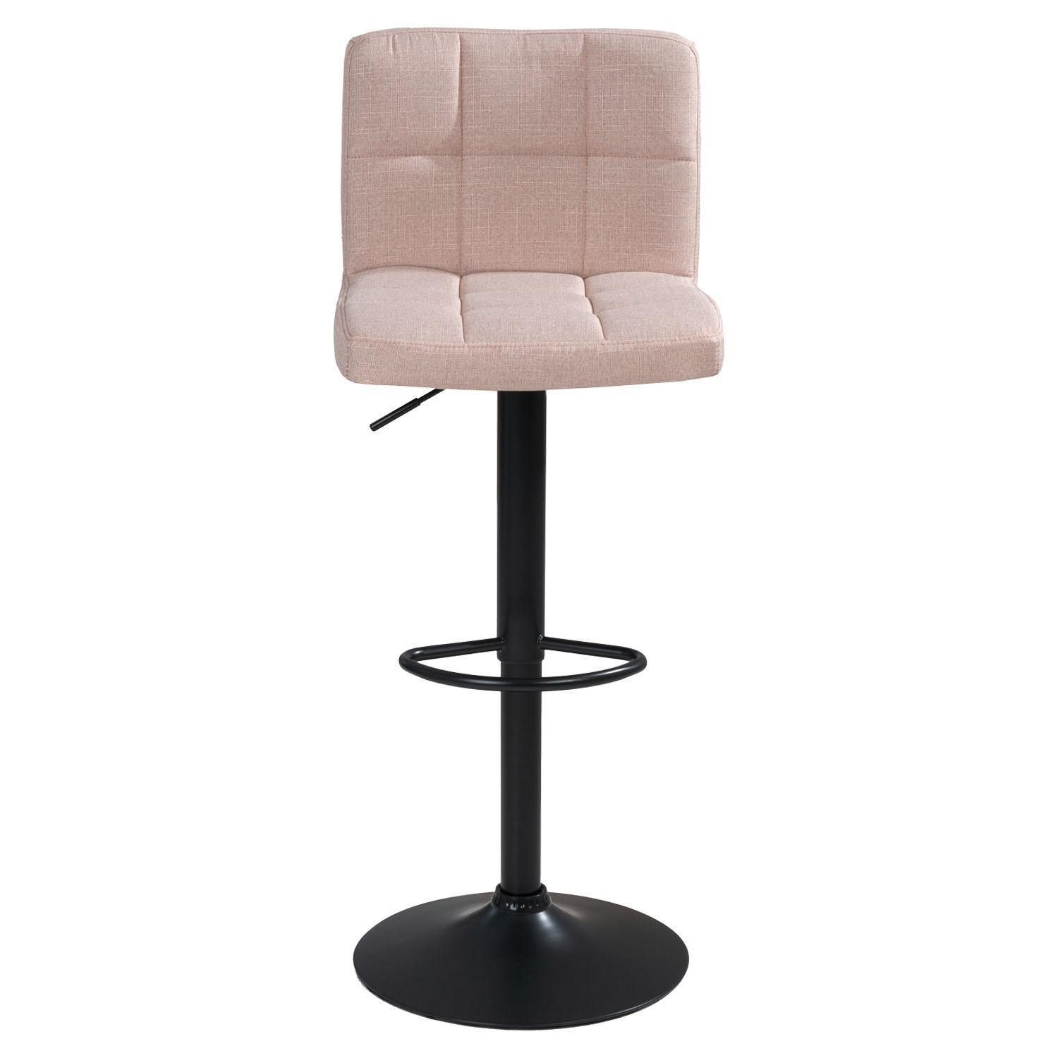 Home4You Barhocker, Beige, Schwarz, Webstoffbezug, Metallgestell, Höhenverstellbar, B 45 x H 94 x T 45 cm