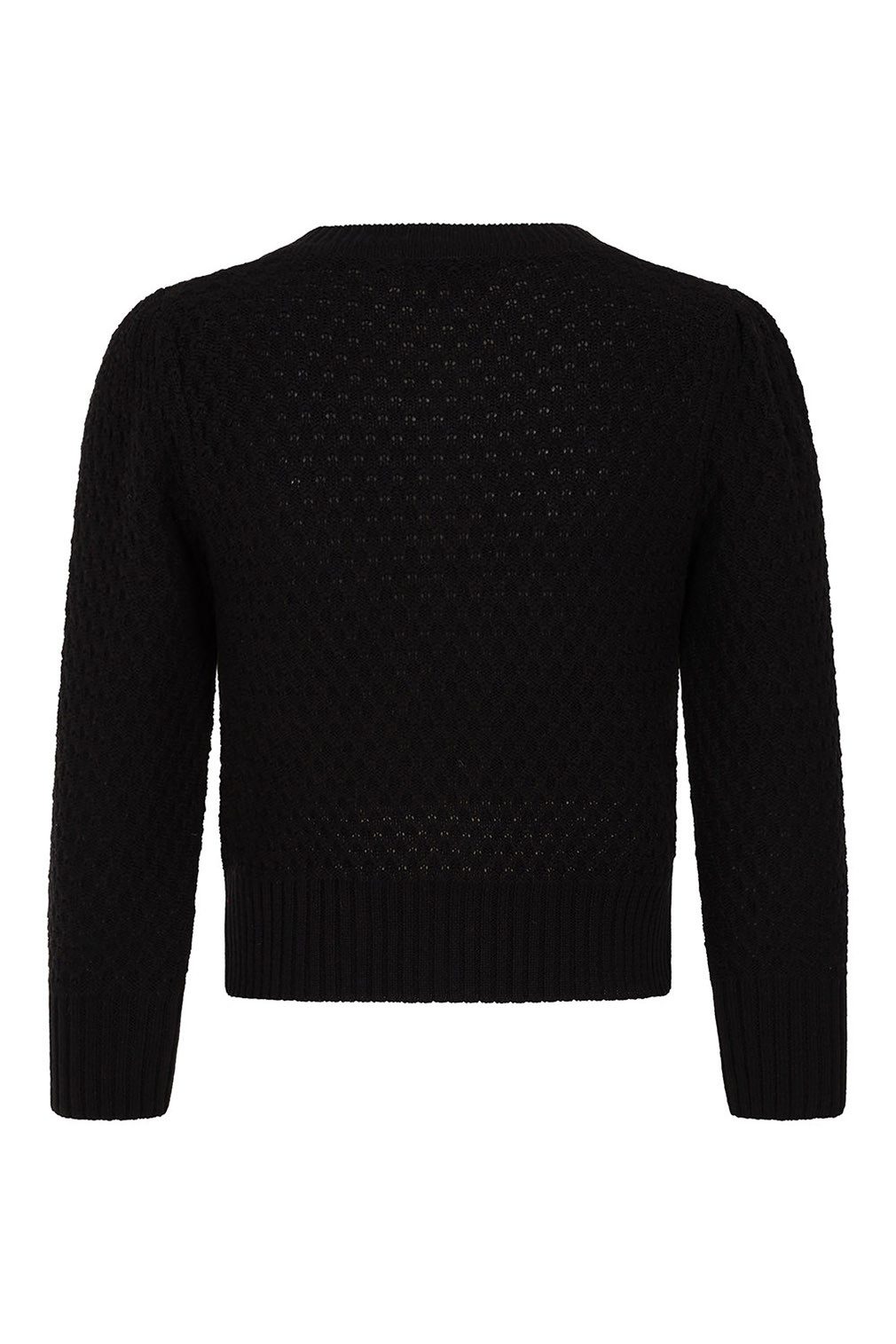 Banned Strickjacke Fara Cardigan Schwarz Vintage Wabenmuster Baumwolle