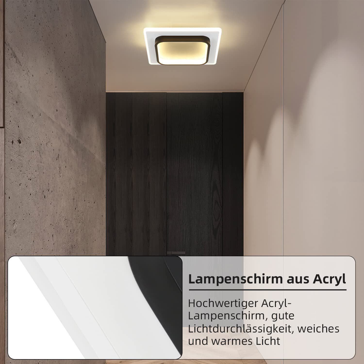 aus Nettlife Schwarz Design Weiß Modern Deckenleuchte Acryl Metall und Warmweiß LED