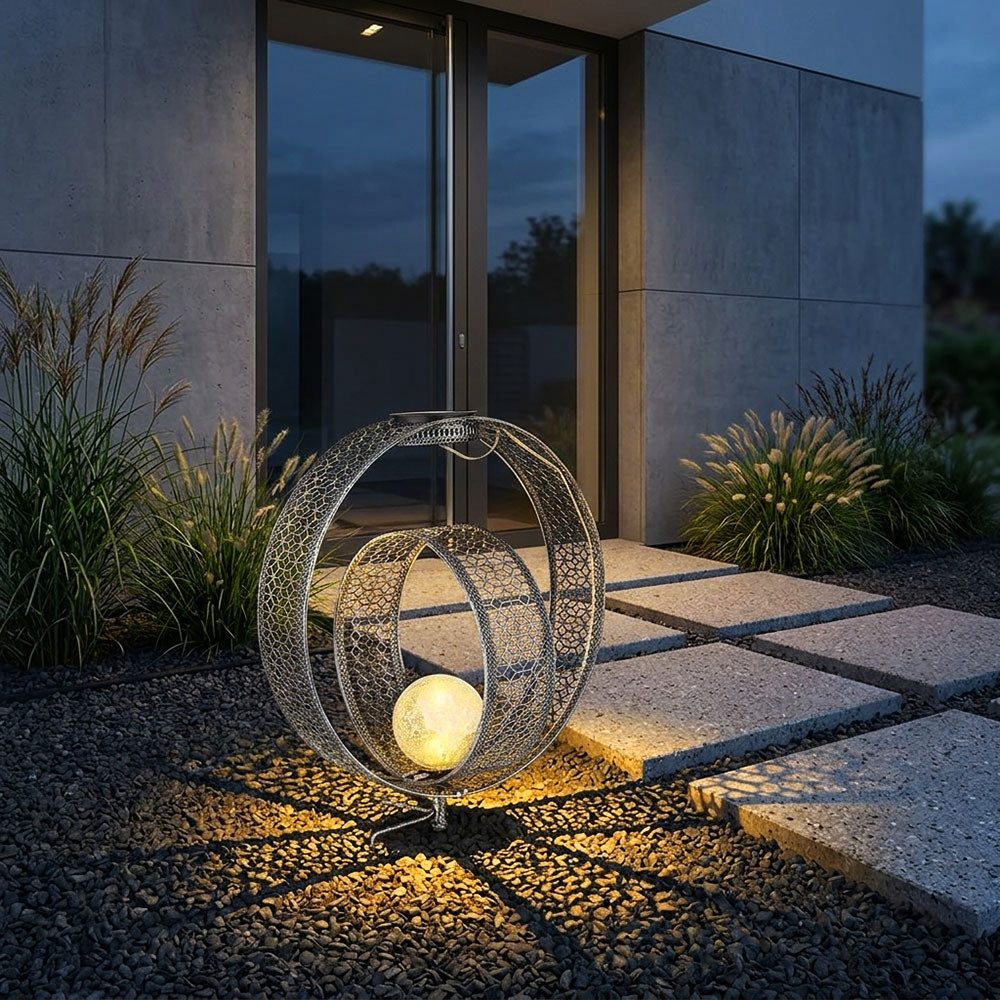 GLOBO LIGHTING LED Solarleuchte, LED-Leuchtmittel fest verbaut, Warmweiß, Solarlampe orientalische Kugel Dekoleuchte