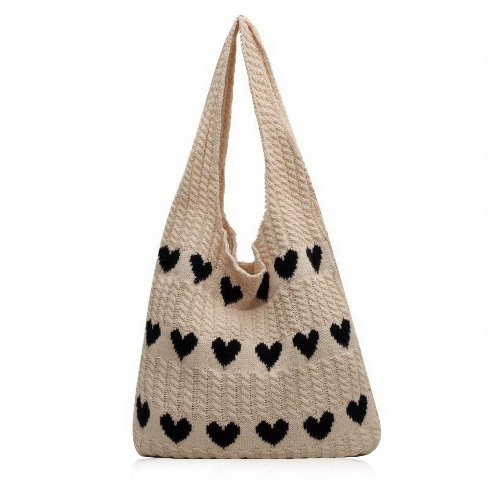 FOUORTUNATE-BEE Schultertasche Gestrickte Schultertasche Gehäkelte Tasche Damen Gestrickte Tasche (Leichte Strick-Tote Tasche Umhängetasche)