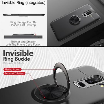 Nalia Smartphone-Hülle Samsung Galaxy A6 Plus, Matte Silikon Hülle mit Ring / Drehbarer Fingerhalter / Standfunktion