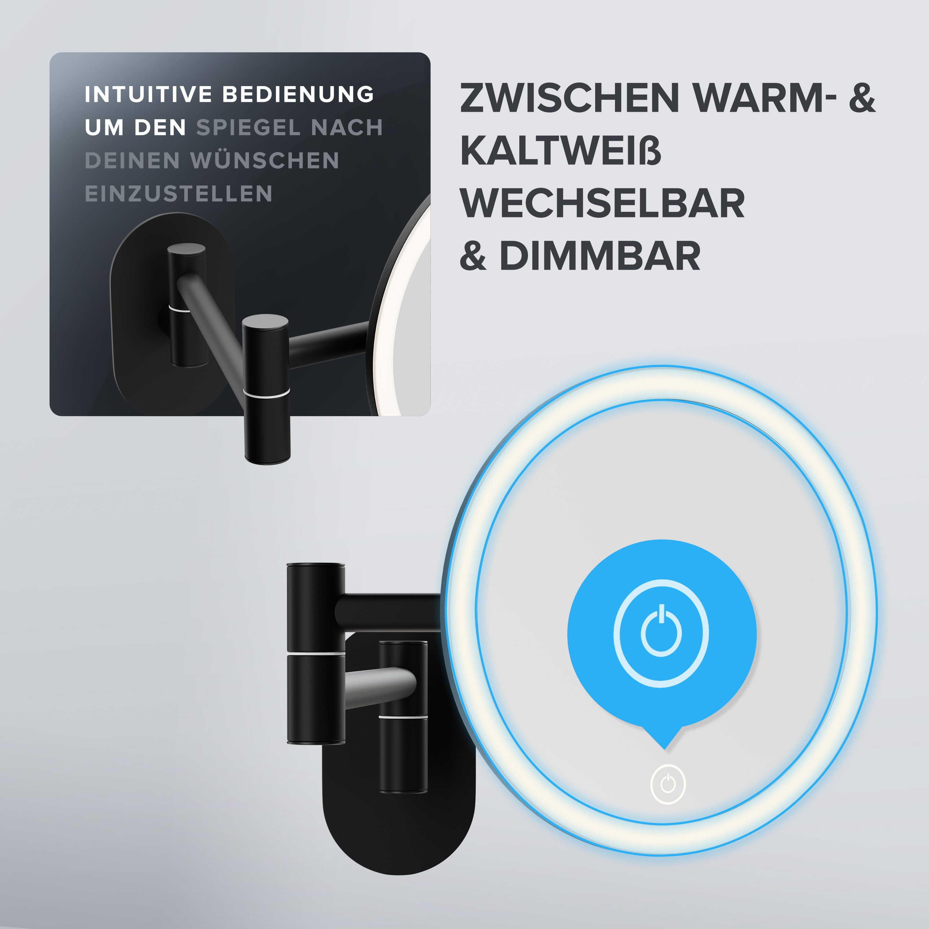 ovimar Kosmetikspiegel Leinoya (1-St), aus Edelstahl in Schwarz zur Zum Kle günstig online kaufen