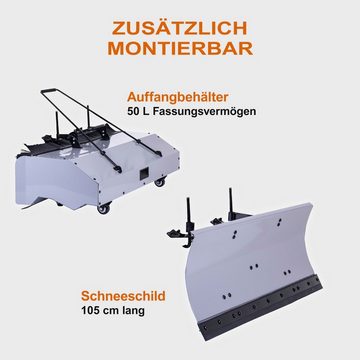 Scheppach Handkehrmaschine Benzin Kehrmaschine Kehrbreite 100cm +Sammelbehälter & Schneeschild, 100 cm Arbeitsbreite