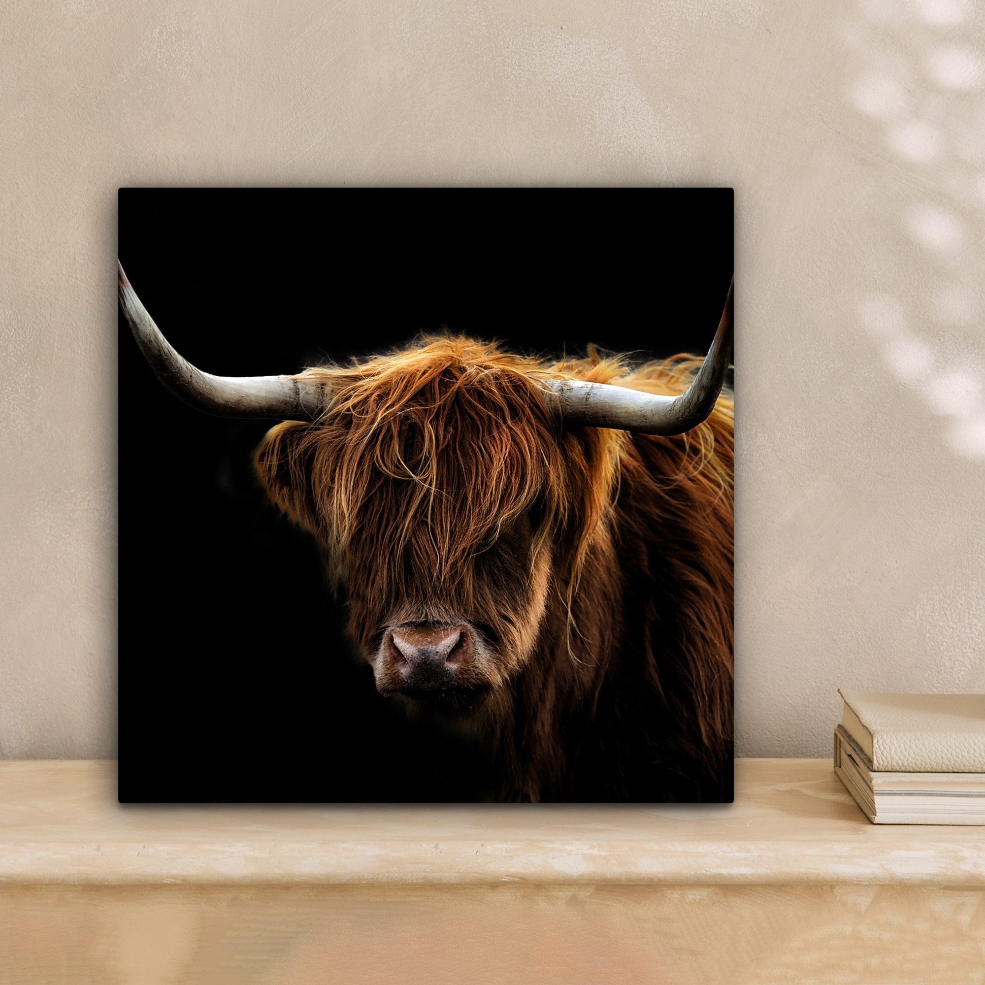 OneMillionCanvasses® Leinwandbild Schottischer Highlander - Hörner - Schwar günstig online kaufen