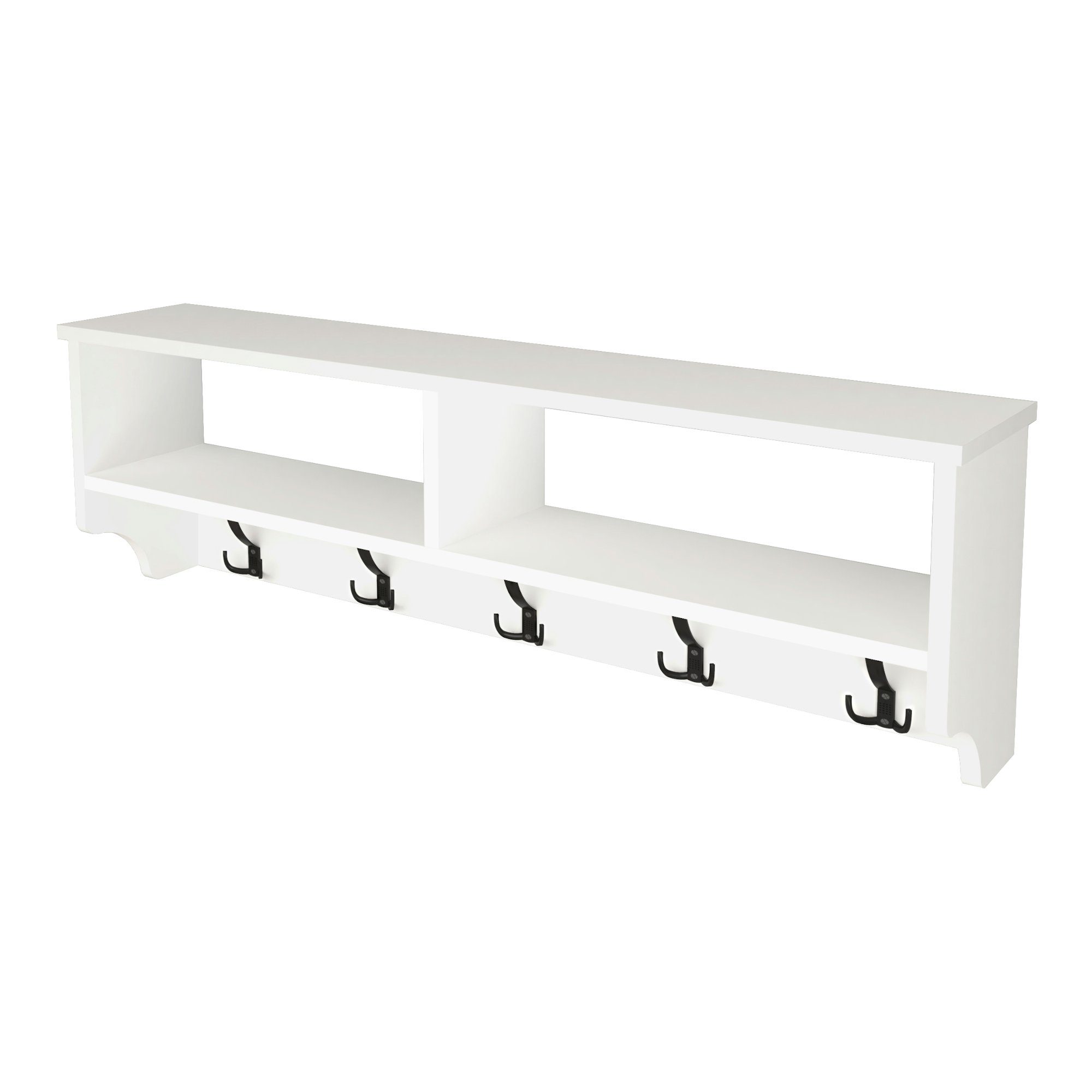 en.casa Wandgarderobe, »Åstorp« Wandregal 120x22x37cm mit Haken, 2 Ablagefä günstig online kaufen