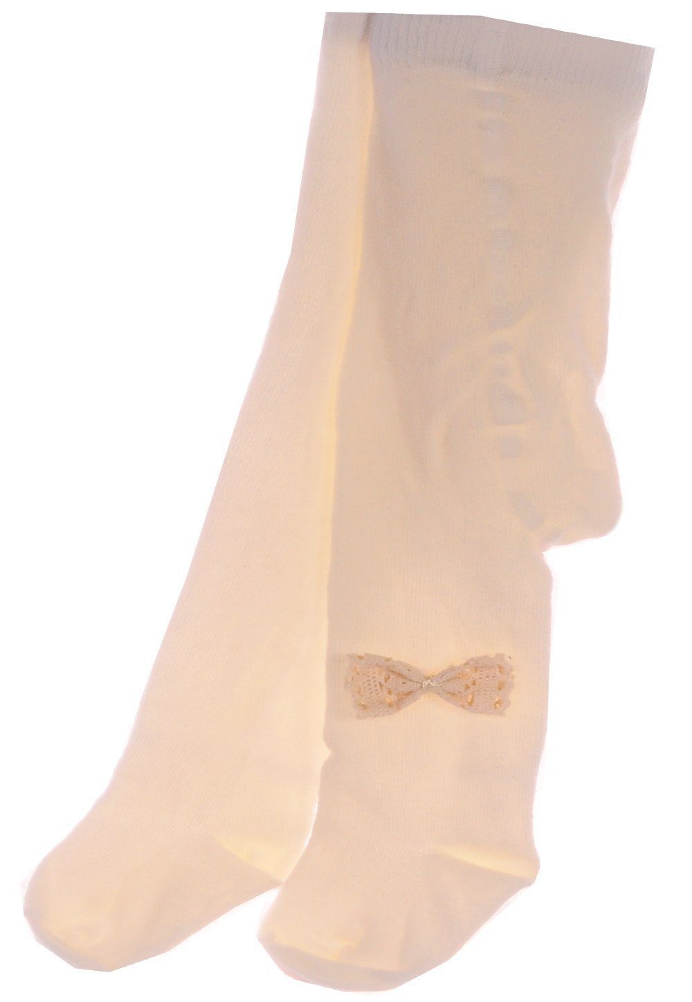 La Bortini Strumpfhose Strumpfhose für Babys in creme mit Schleifchen festlich elastisch, weich, 44 50 56 62 68 74 80 86 92 98 104 110