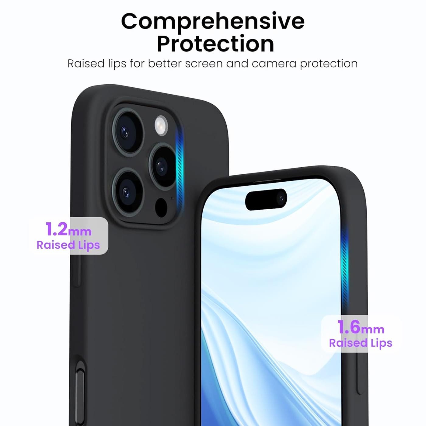 CoolGadget Handyhülle Silikon Case für das Apple iPhone 16 Pro Max Slim TPU Cover 6,9 Zoll, Weiche Schutz Hülle mit Innen Fleece aus Stoff Handy Tasche – Bild 4 von 5