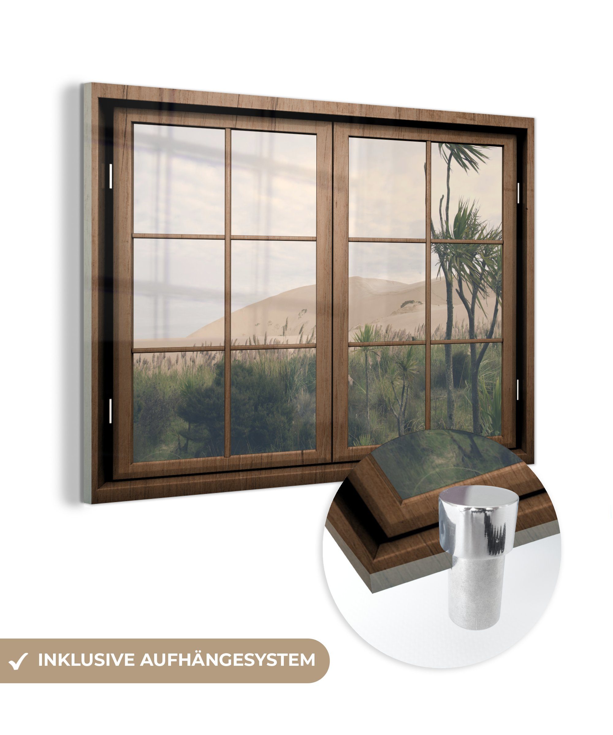 MuchoWow Acrylglasbild Aussicht - Düne - Baum, (1 St), Glasbilder - Bilder auf Glas Wandbild - Foto auf Glas - Wanddekoration