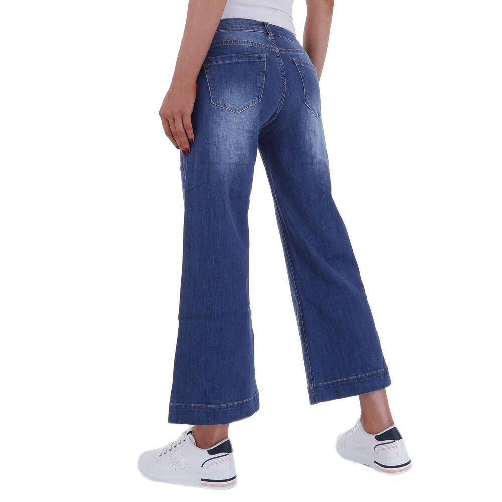 Freizeit Stretch Bootcut-Jeans in Damen Blau Ital-Design Jeans Bootcut