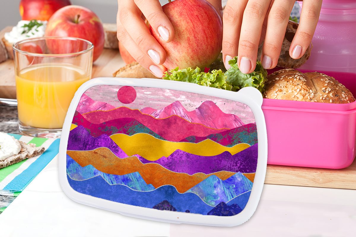 Erwachsene, Stolz, Snackbox, (2-tlg), Kunststoff, Lunchbox MuchoWow für Brotbox rosa Brotdose Kunststoff - Marmor Bi Mädchen, Kinder, -