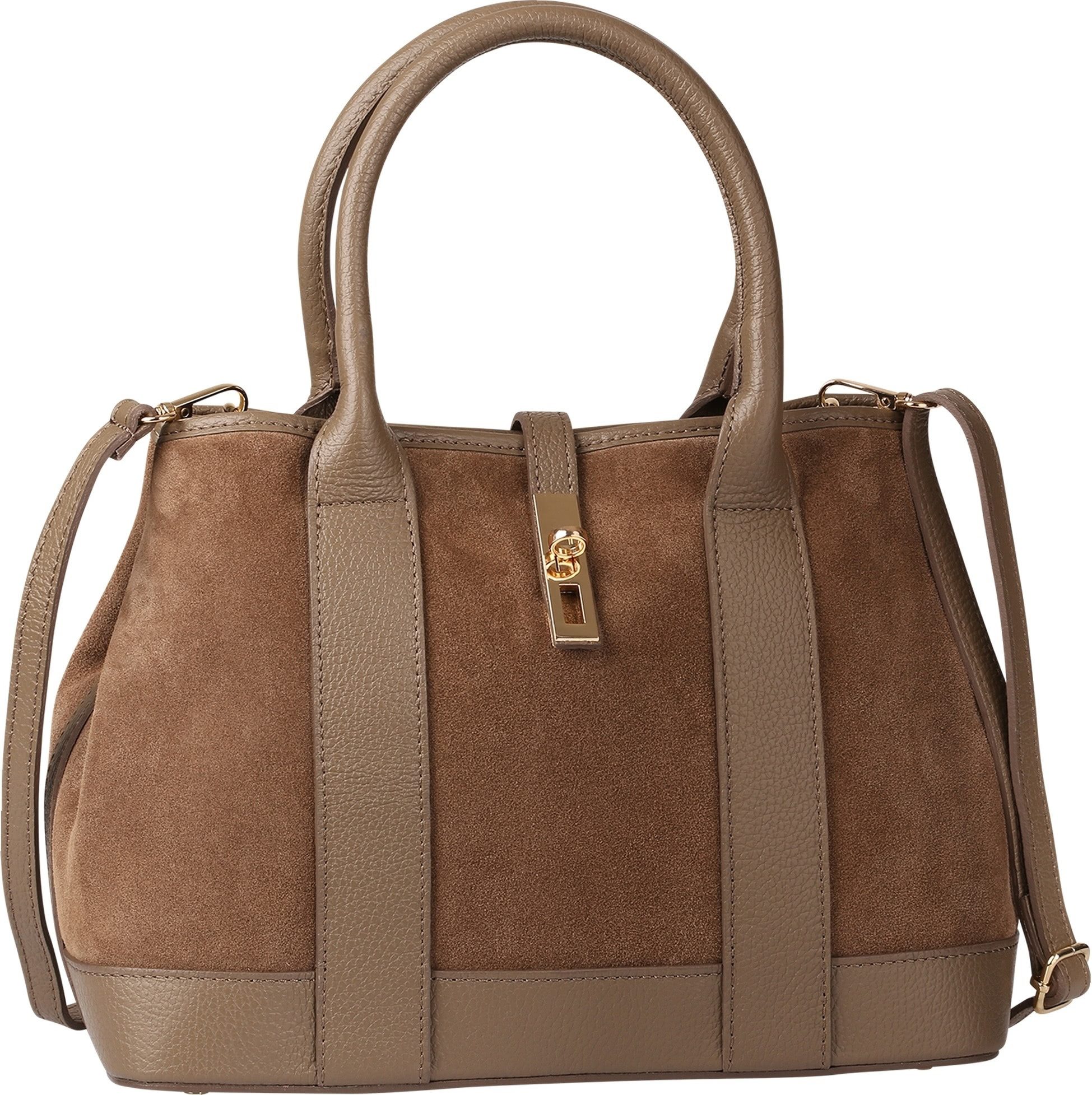 Toscanto Schultertasche Toscanto Tasche taupe, dunkelgrau (Schultertasche), Damen Schultertasche Leder, taupe, dunkelgrau ca. 36cm x ca. 23cm