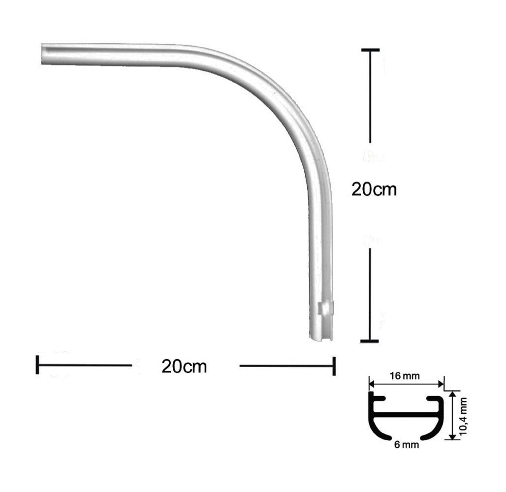 Gardinenschiene Rundbogen für halbrunde Schleuderschiene, Garduna, verschraubt, Aluminium